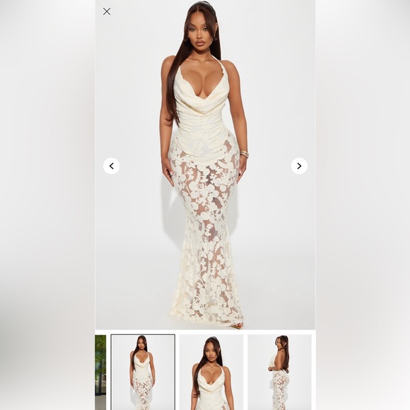 Fashion Nova Cream Lace Maxi Dress - Picture 1 of 2